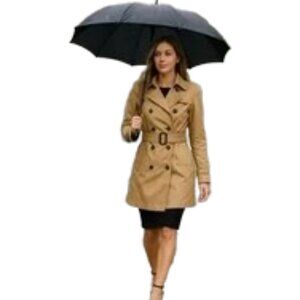 J. Crew Women's 8P Trench Coat NEW PRICE! Tan Double Breasted Classic Lined EUC